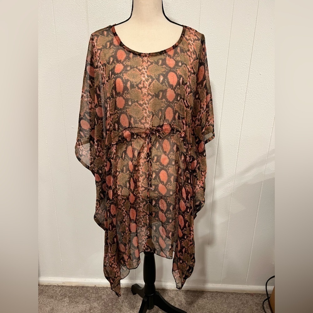 Sunflower cover up tunic top free size with tie at waist